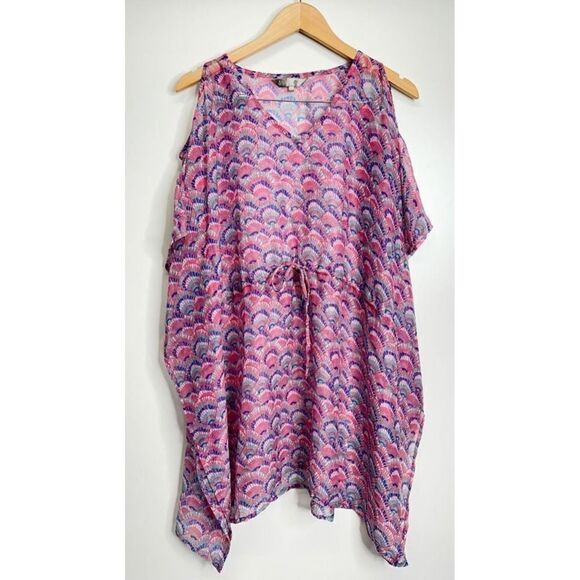 The Royal Standard Beach Cover Up Shell Print Pink/Blue Size Medium - Picture 3 of 6